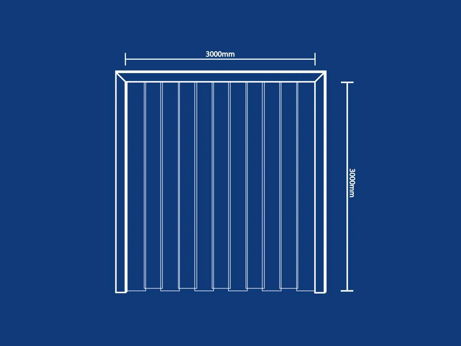 vector drawn PVC strip curtains with a blue background