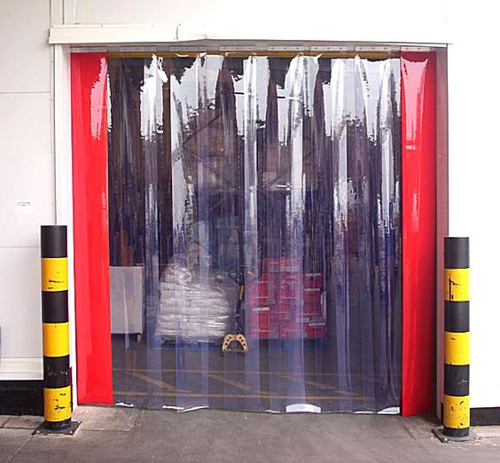 health and safety PVC strip curtain in warehouse doorway