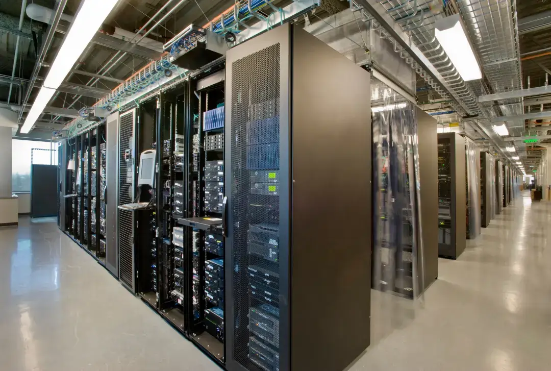 server room with anti-static PVC strip curtains to insulate and protect the servers