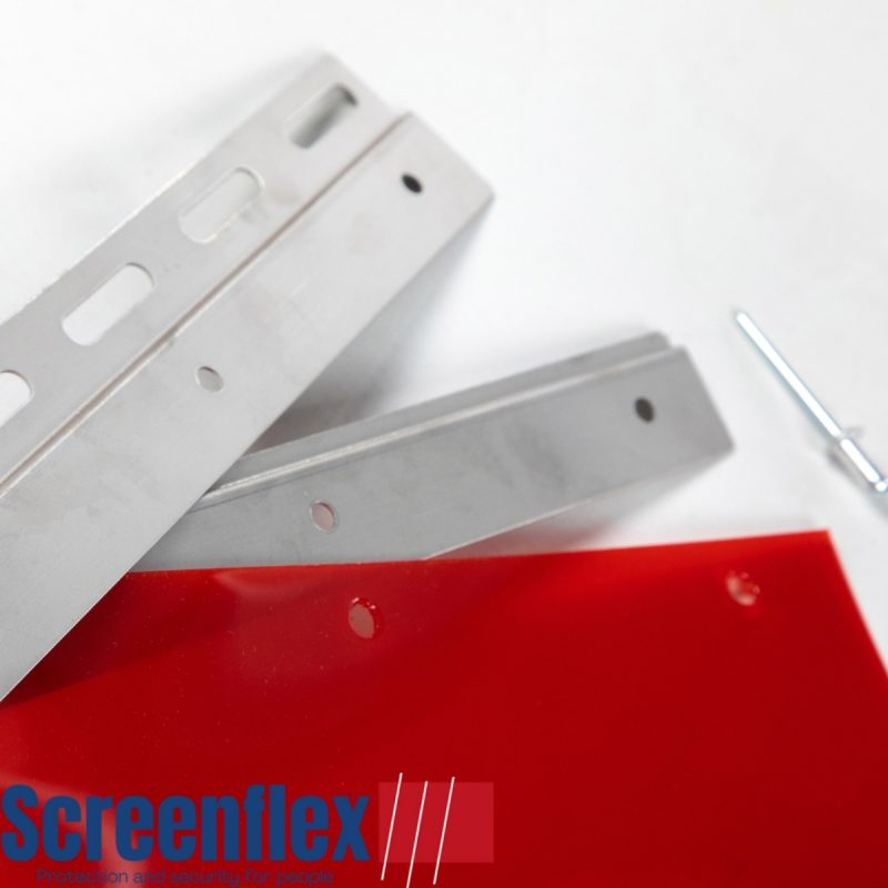 red ScreenFlex strip curtain hardware for installation