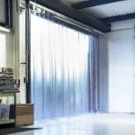 Matt PVC Strip Curtains in a warehouse seen from the inside