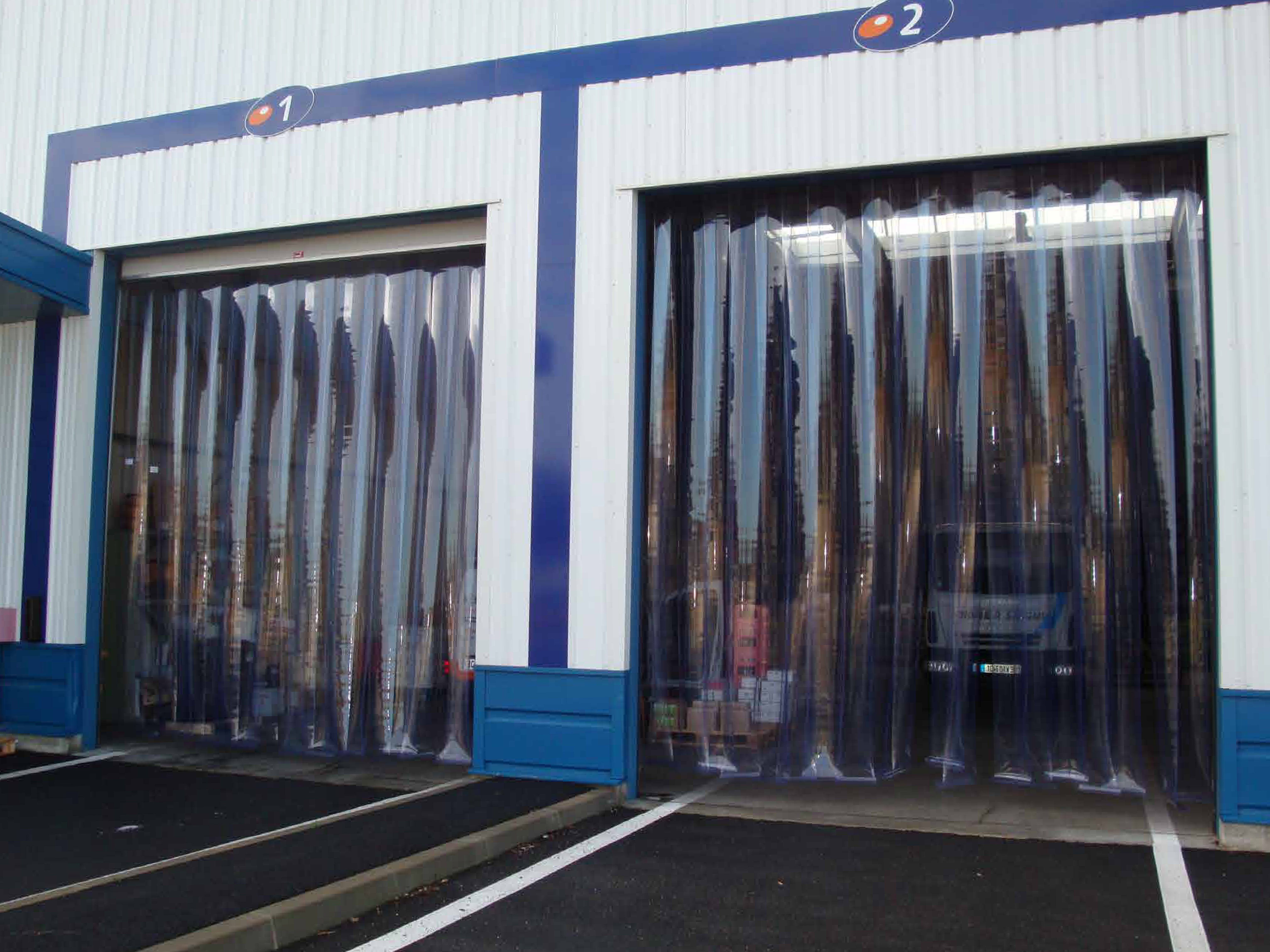 PVC strip curtains in a logistics warehouse