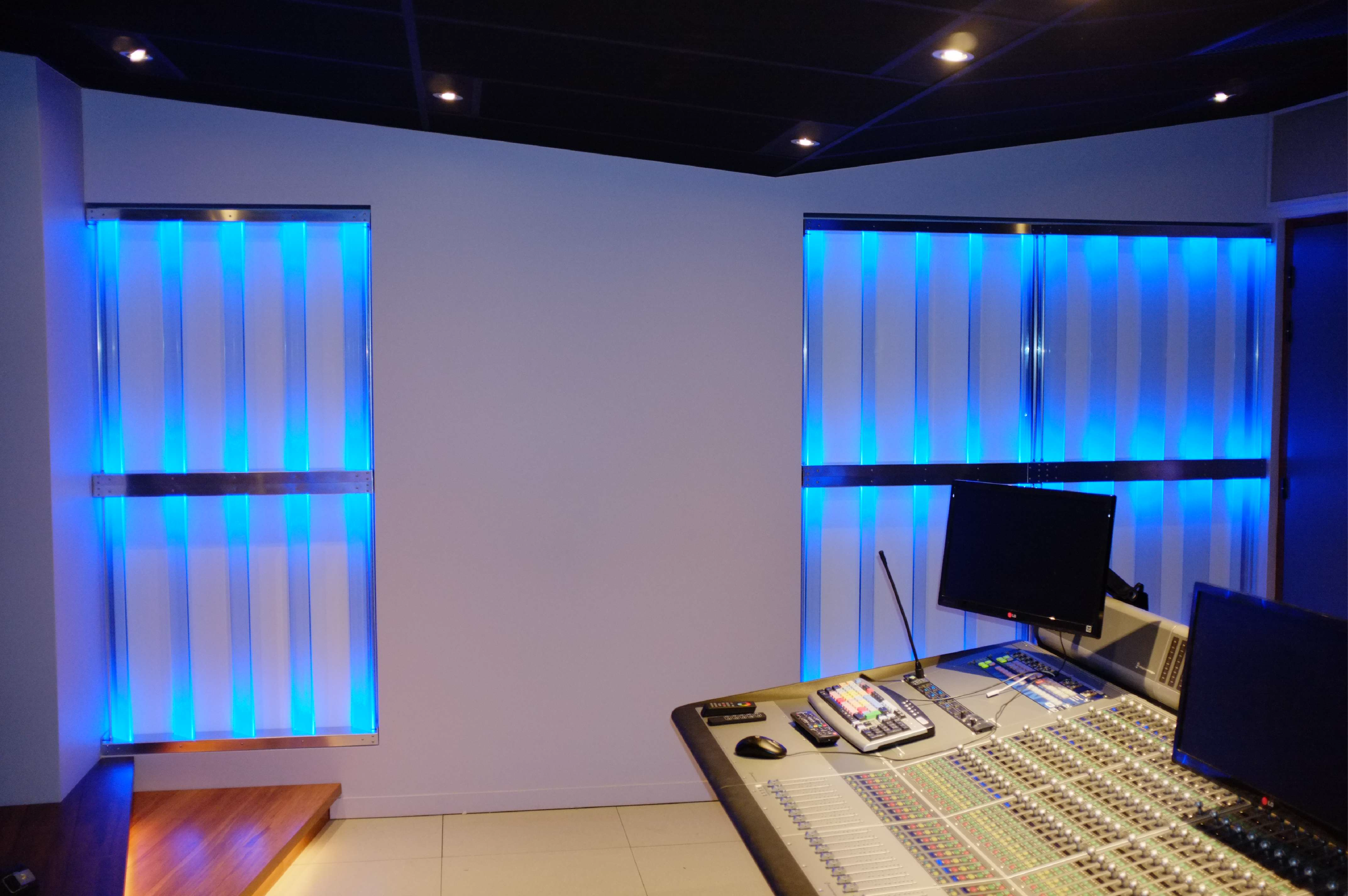 Sound studio with flexible PVC strip curtains