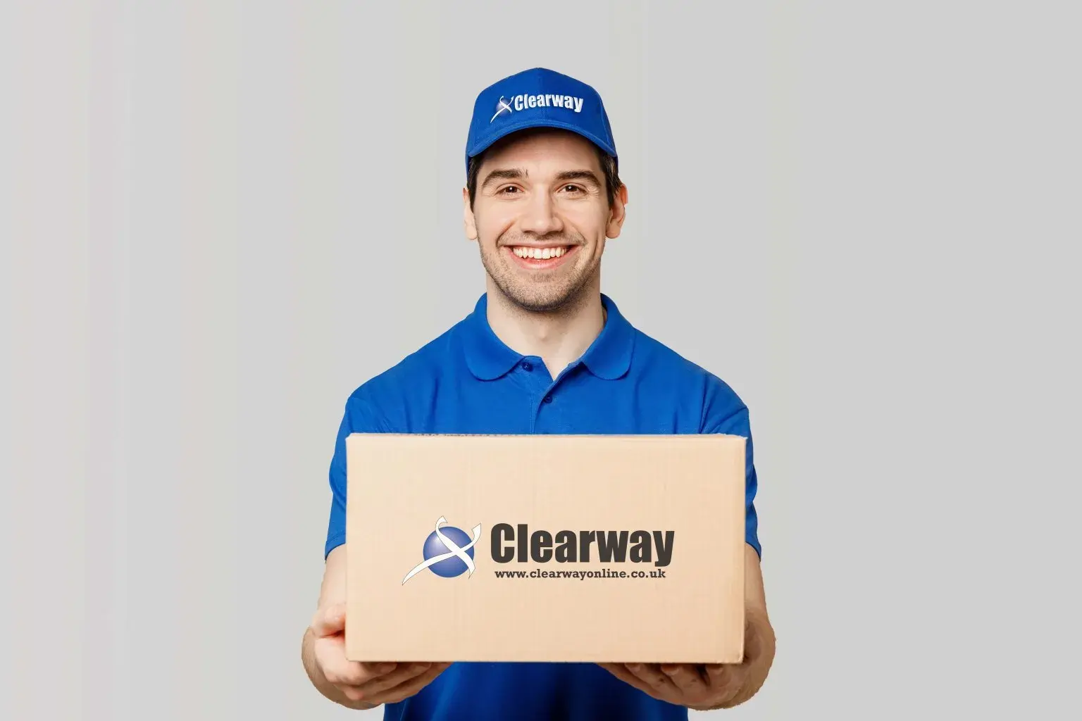 A friendly Clearway courier showing how Clearway are the best PVC strip curtain suppliers in the UK