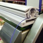 PVC Sheet Chiller Kits in a retail grocery shop fridge door. These can also be called sheet chiller blinds