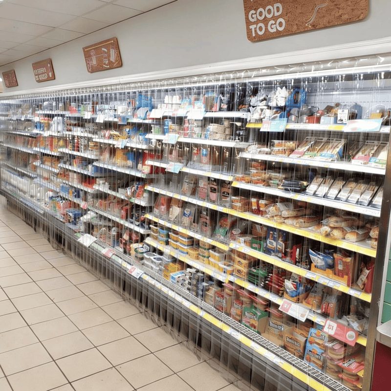 PVC Strip Chiller Kit in a grocery store or super market fridge