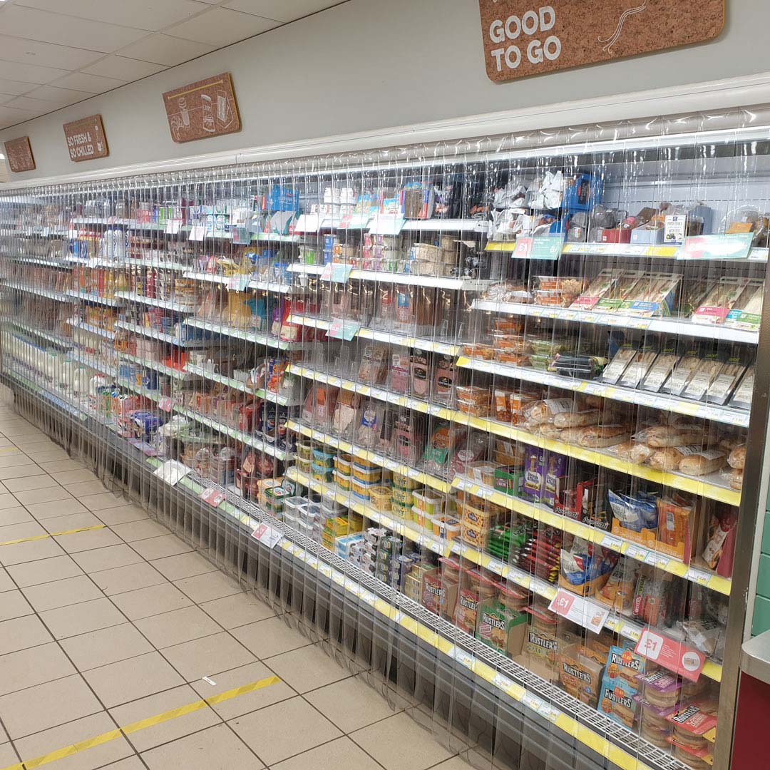 PVC Strip Chiller Kit in a grocery store or super market fridge